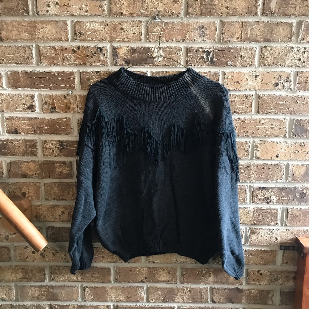 Studio c fringe sweater